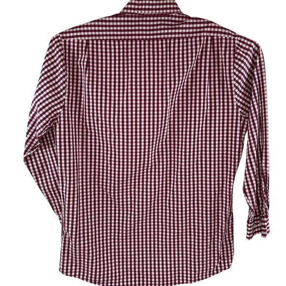 Mens Red & White Gingham Long-Sleeve Button-Down Shirt XL 100% Cotton DH7 - Picture 2 of 5